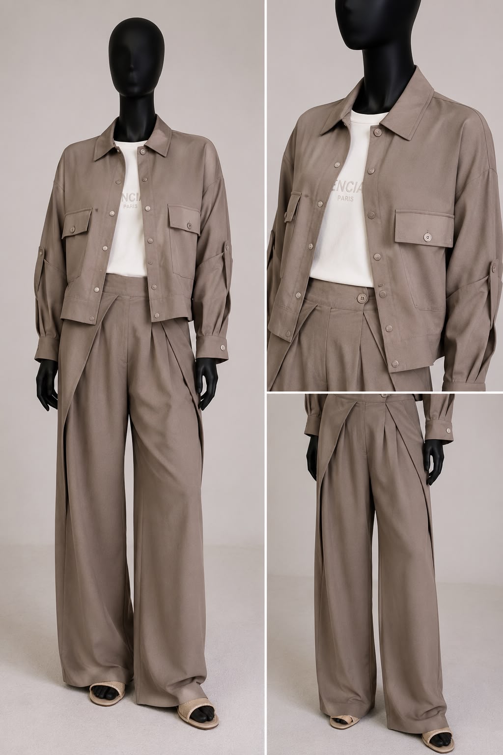 Atelier Utility Draped Set — front and detail views